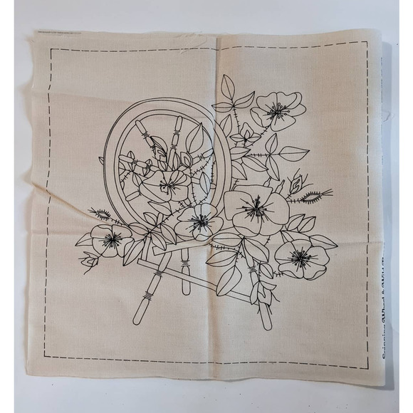 Vintage 70's Crewel Embroidery Pillow Kit, Roses and Spinning Wheel, Avon Crafts - Picture 7 of 10